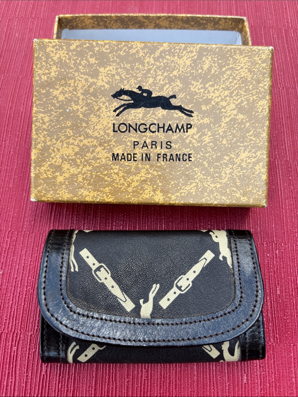 Vintage Longchamp Monogram Logo Leather Key Holder Wallet - Picture 5 of 5